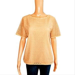 Diane Von Furstenberg Crochet  Lace Gold Blouse Sz M